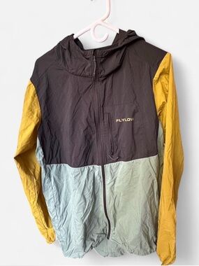 FLYLOW Men's Colorblock Hooded Jacket in Black, Yellow & Light Green